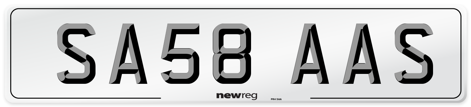 SA58 AAS Number Plate from New Reg